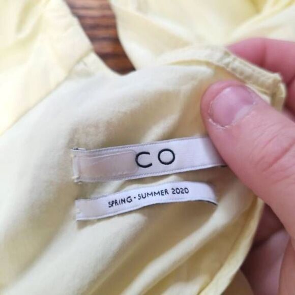 Co.  Puff Sleeves Top Blouse Yellow Cotton Nylon Blend V-Neck Size XS - Picture 3 of 5